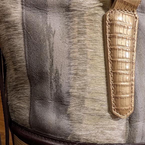 Brahmin Melbourne Mini Asher Croc Embossed Satchel Calf Hair Excellent - Picture 4 of 8